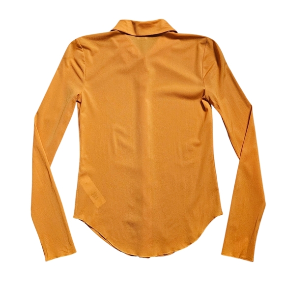 Aritzia Wilfred Gold Pose Long Sleeve Shirt Size S - Picture 4 of 7